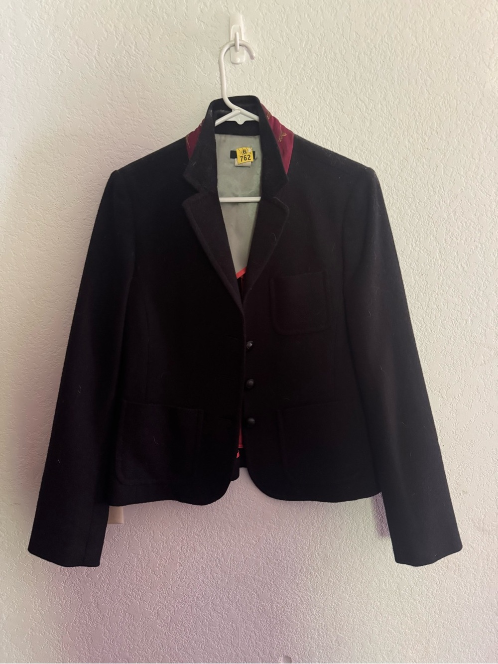 J. Crew Black Blazer with Burgundy Collar Trim